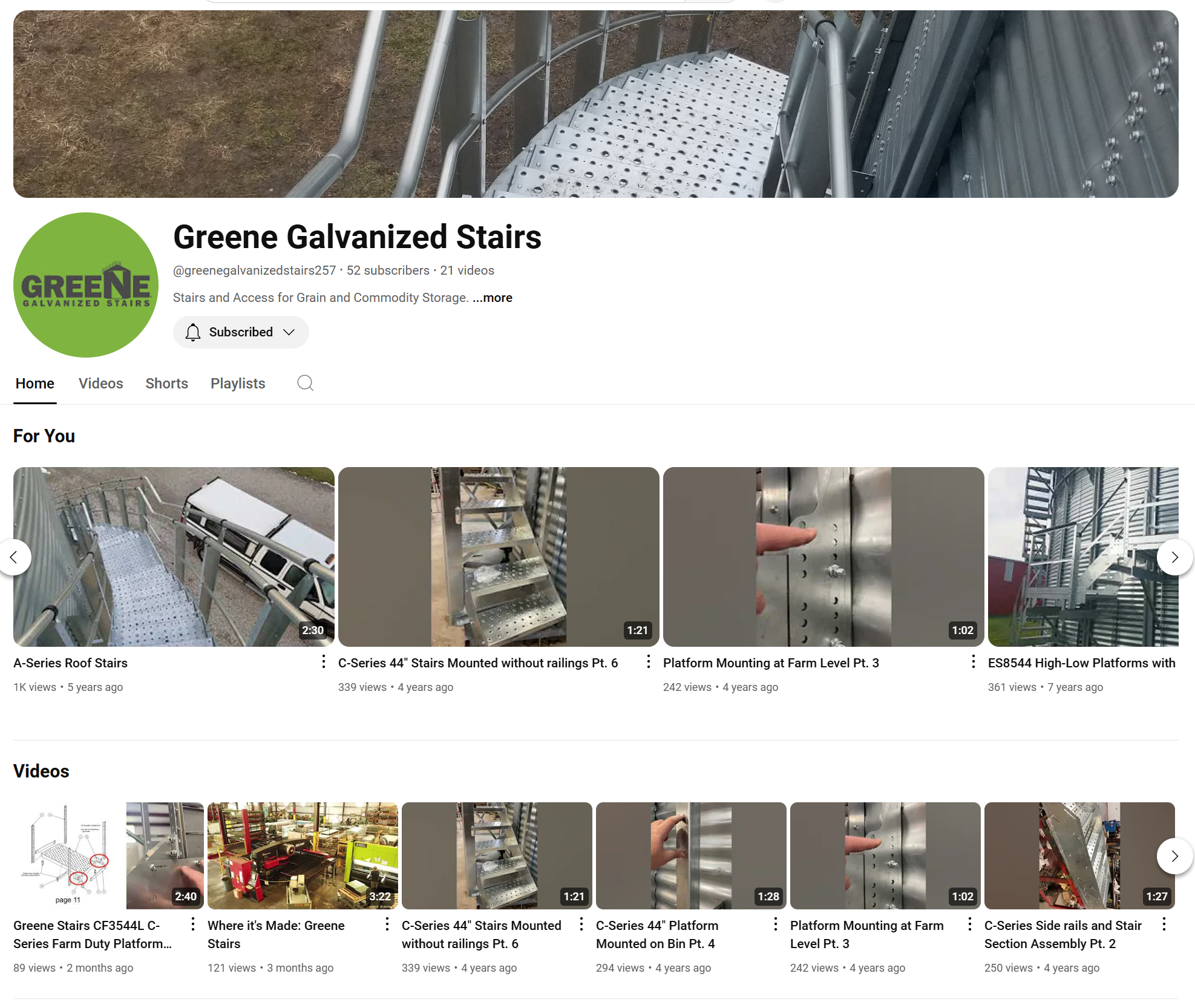 Greene Stairs YouTube Channel